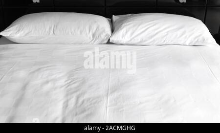 Two White Pillows On Bed Stock Photo, Picture and Royalty Free Image. Image  49668058.
