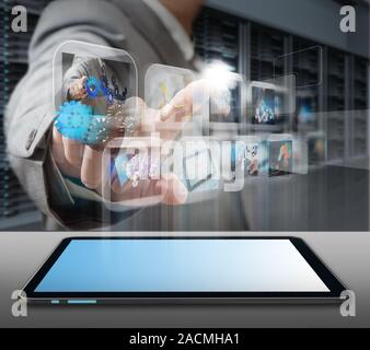 Business man engineer in data center server room Stock Photo