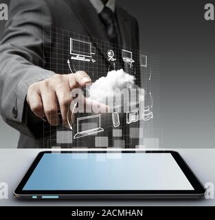 virtual cloud network concept Stock Photo