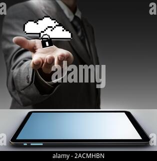 pixel cloud network sign as concept Stock Photo