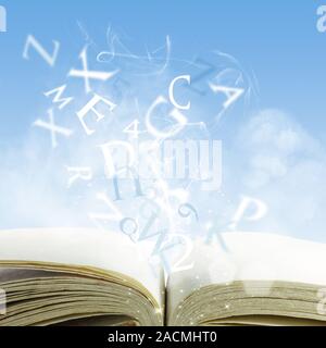 open book on a cloud Stock Photo