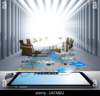 tablet computer and social network icon concept Stock Photo