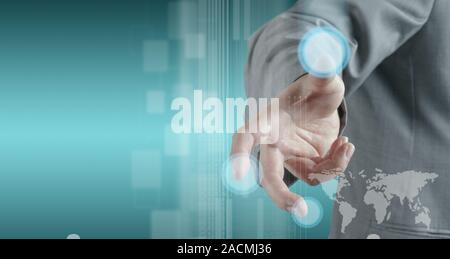 hand working on modern technology interface Stock Photo