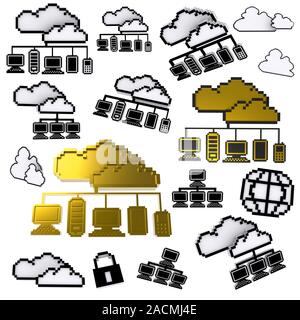 cloud network pixel icon Stock Photo