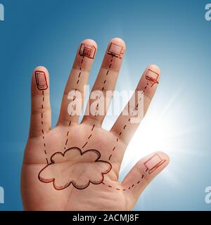 cloud network in hand Stock Photo
