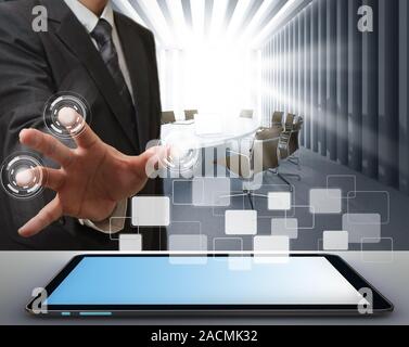 Business man working on modern technology Stock Photo