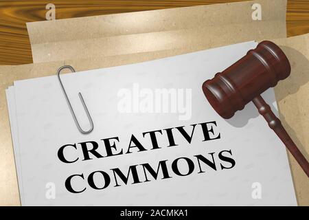 3D illustration of CREATIVE COMMONS title on legal document Stock Photo