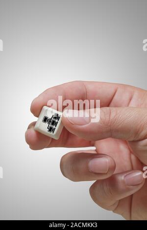 hand picks pixel 3d cloud network sign Stock Photo