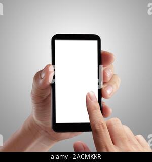 Hand holding mobile smart phone Stock Photo