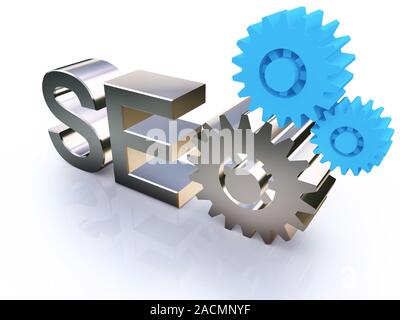 SEO - Search Engine symbol with gears Stock Photo