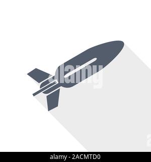 missile vector icon, rocket, weapon, war concept flat design illustration in eps 10 with empty copy space Stock Vector