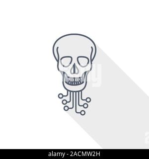 hack vector icon, virus, circuit, skull, hacker concept flat design illustration in eps 10 with empty copy space Stock Vector