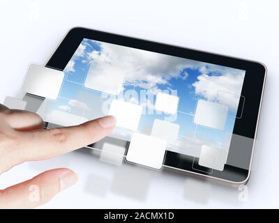Hands holding tablet Stock Photo