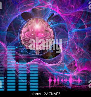 Brain activity, conceptual computer artwork. Stock Photo