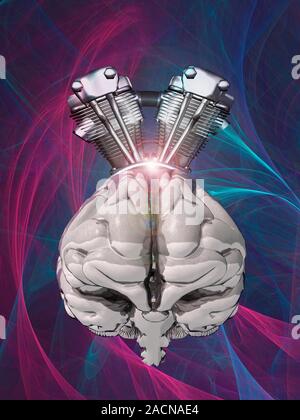 Harnessing brain power, conceptual computer artwork. Stock Photo