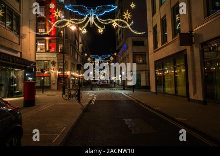 LONDON, UK - DECEMBER, 01 2019: Christmas lights on Jermyn Street. Stock Photo