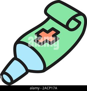 Tube ointment flat color icon. Isolated on white background Stock Vector