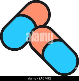Vector pills, tablet, capsules flat color icon. Stock Vector