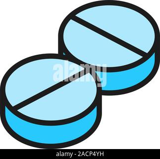 Pills, tablet flat color icon. Isolated on white background Stock Vector