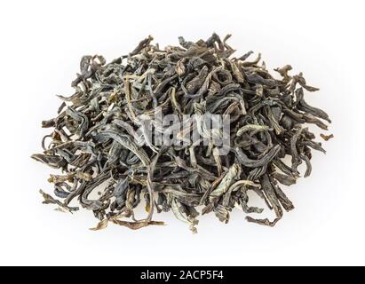 Heap of green tea isolated on white background Stock Photo