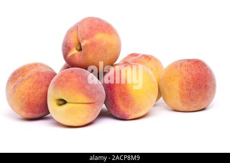 tasty peaches on white Stock Photo
