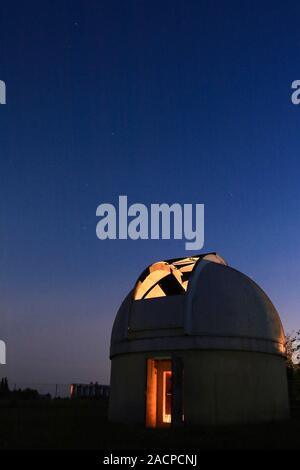 Beine-Nauroy observatory at night. This observatory is open to the public. Photographed in Beine-Nauroy, France. Stock Photo