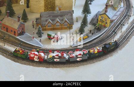 A christmas train set in the UK Stock Photo