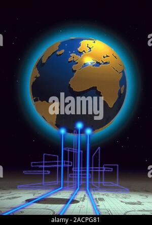 Global communication, conceptual computer artwork. Stock Photo