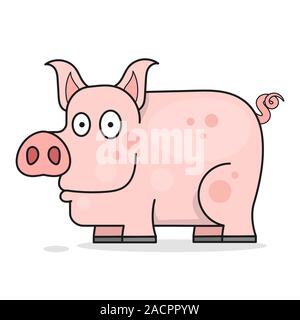 Pink Pig, Great Design For Any Purposes. Vector Cartoon Illustration.cartoon Poster Isolated Vector Stock Vector