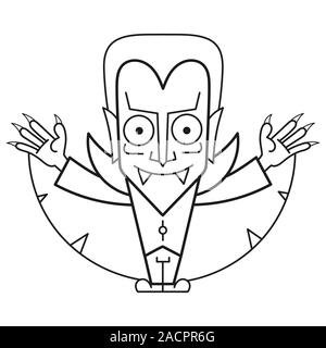 Coloring Dracula, Great Design For Any Purposes. Vector Drawing. Fantasy Vector Illustration. Happy Halloween. Stock Vector