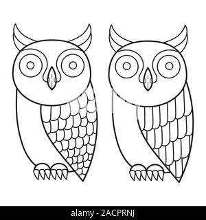 Owl Coloring Fashion Vector Collection. Cute Vector Illustration. Fashion Background Art Stock ...