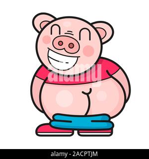 Funny Pig Laughs At A Good Joke Vector Stock Vector