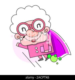 Cartoon Grandmother. Smiling Senior. Flat Woman. Vector Background. Woman Face. Smiling Human Icon. Love Stock Vector