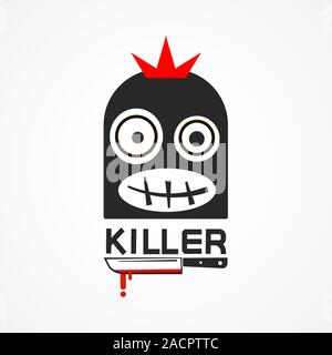 Maniac Man With A Knife, Thief Criminal Person. Vector Icon. Stock Vector