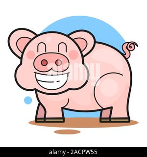 Cute Pig In The Mud Smiling Vector Stock Vector