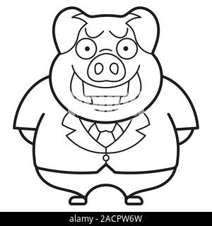 Coloring Cute Cartoon Pig. Vector On White Background Stock Vector