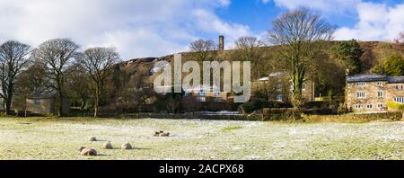 On Harcles Hill near Ramsbottom in the county of Lancashire stands Peel Tower, also known as Holcombe Tower, a monument to Sir Robert Peel. Stock Photo