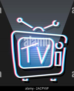 Vintage Hologram Tv. Vector Electronic Background. Illustration. Stock Vector