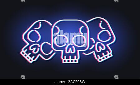 Neon, Skull, Mexican Holiday Day Of The Dead Stock Vector