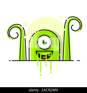 Green Microbe, Bacteria Icon Isolated On White Stock Vector