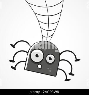 Cute Spider And Webs Over Gray Background Vector Stock Vector