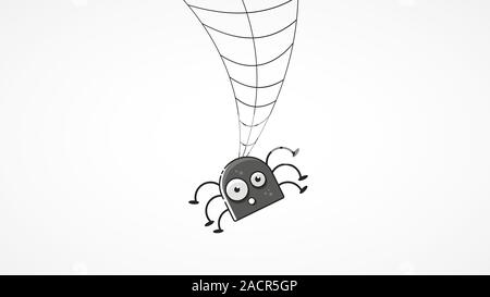 Cute Spider And Webs Over Gray Background Vector Stock Vector