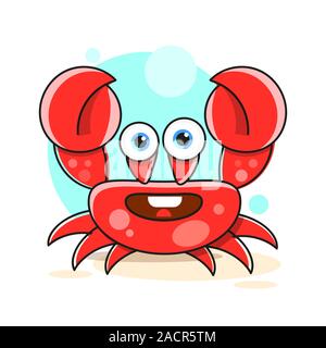 Stylish crab on the beach illustration on white background Stock Vector