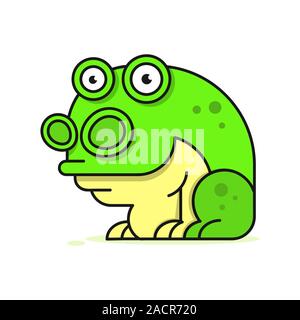 Funny Green Frog Cartoon Sitting Vector Illustration Stock Vector