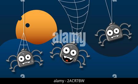 Isolated Spooky Spider Web In A Fun Way Vector Stock Vector