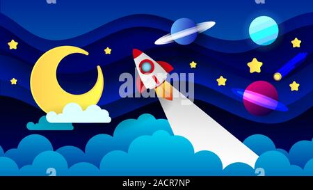 Magic Illustration With Moon And Different Elements Of Space. Stars, Space, Planets. Vector Stock Vector