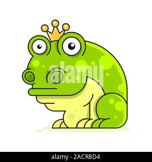 Funny Green Frog Cartoon Sitting Vector Illustration Stock Vector