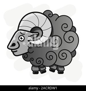 Ram With Curved Horns Illustration For Your Web Design Stock Vector