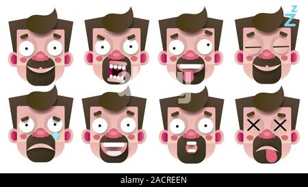 Set Of Emoticons With Different Emotions Isolated On White Background Vector Illustration For Web Design Stock Vector