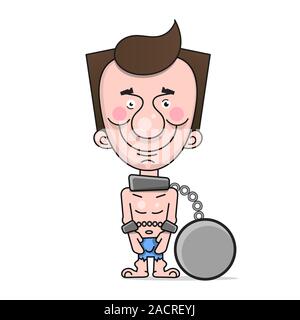 Slave In Chains And Chains Smiling Illustration For Your Project Stock Vector